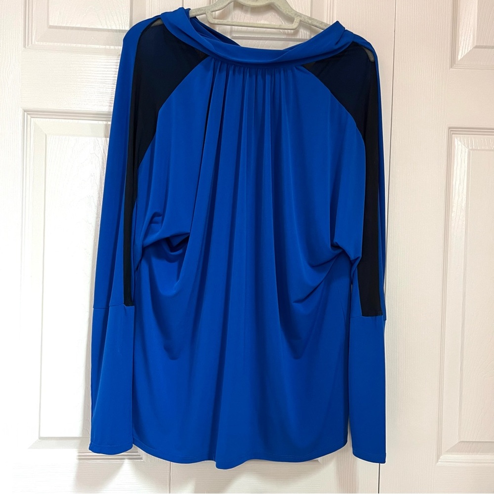 NWOT Julian Chang Royal Blue & Black Blouse